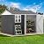 DWVO 10' x 8' Outdoor Storage Shed, Waterproof Metal Garden Shed with Windows, Lockable Doors, and Sloped Roof for Patio, Backyard, Lawn, Tool Storage, Bike Shed, Pet Shelter (Gray + White)