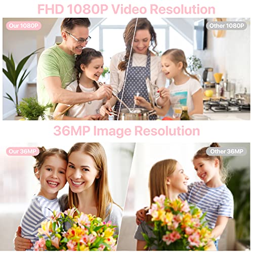 Digital Camera, Ivecnstu Fhd 1080P 36Mp Vlogging Camera Rechargeable Mini Compact Pocket Camera With Lcd Screen 16X Zoom For Adult Seniors Students Kids Beginner (Pink) #TOP13