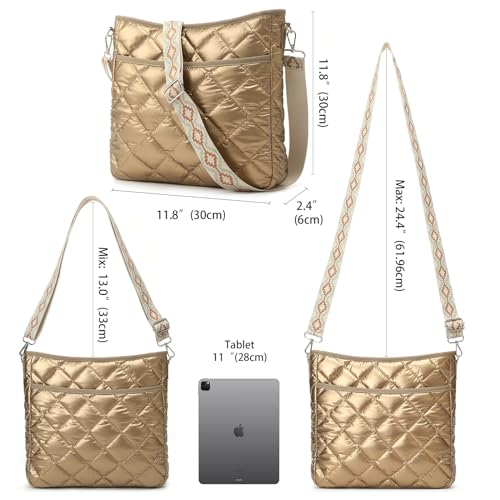 Image of Quilted Crossbody Bag, Puffer Shoulder Bag, Tote Bag with Zipper, Fashion Cotton Quilted Ladies Handbag