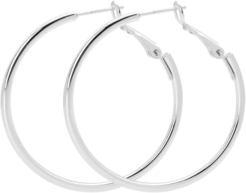 Rugewelry925 Sterling Silver Hoop Earrings,18K Gold Plated Polished Round Hoop Earrings For Women,Girls' Gifts
