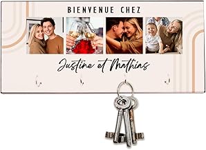 CADEAUX.COM - Porte Clés Mural Personnalisé - Cadeau avec Photo Personnalisée - Porte Clef Personnalisable pour Décoration Murale