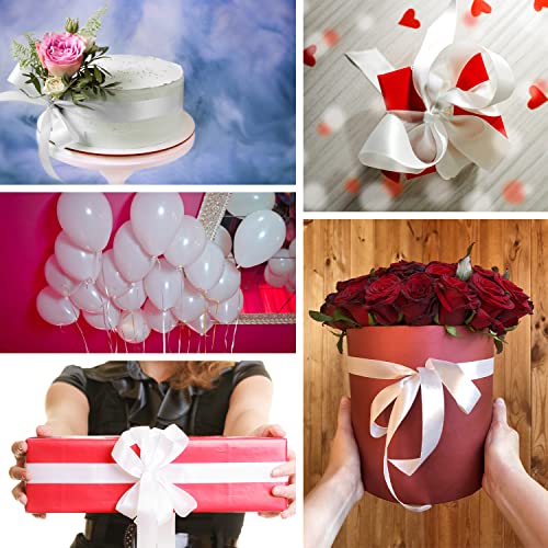 OWill White Satin Ribbon, Double Sided Polyester 20mm X 22m(24 Yards) Gift Wrapping Ribbon for Cake Decoration, DIY Sewing Project, Party Balloon & Hair Bows Decoration - Image 4