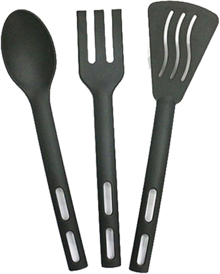 ’s Nylon Cutlery Set 3pcs Portable Travel Flatware Kit with Spoon Fork Spade, Reusable Picnic Tableware for Camping and Outdoor Use