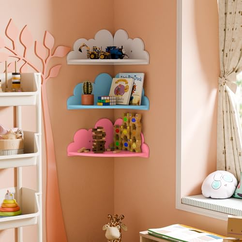 50% OFF! Juego de 3 estantes esquineros flotantes en forma de nube