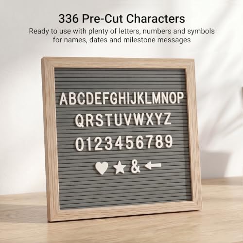 Image of C CRYSTAL LEMON Letter Board By Crystal Lemon,Felt Letter Board,10X10 Inches,Changeable Wooden Message Board Sign,Wood Frame,Wall Mount,Free Standing(Gray) | Changeable message board with neutral gray felt, wooden frame and tabletop stand for home and classroom
