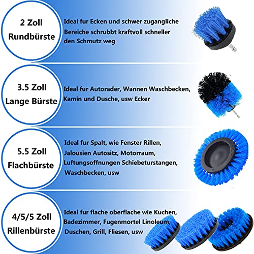 Bürstenaufsatz Set für Akkuschrauber und Bohrmaschine – 8 Teile