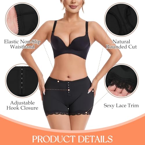 Image of Dulchany Butt Lifting Panties Booty Lifter Underwear for Women Adjustable Hip Enhancer Control Butt Lift Shapewear Shorts Black