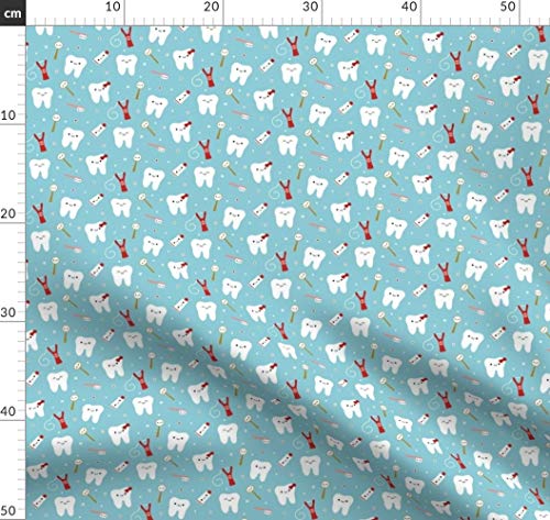 Zahn, Zahnpasta, Zahnseide, Zähne Stoffe - Individuell Bedruckt von Spoonflower - Design von Clayvision & Ahappybluetree Gedruckt auf Bio