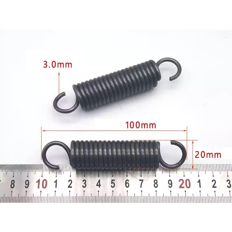 Produktbild von 2 Zugfedern Mit Haken – 140 Mm Länge, 3,0 Mm Drahtstärke, 20 Mm Außen-Ø – Gehärtet & Langlebig