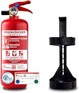 1kg Pulver Feuerlöscher für Brandklasse ABC mit 8A | 34B | C ergibt 2 LE Dauerdruck inkl. Prüfnachweis, Kfz-Halter und Manometer