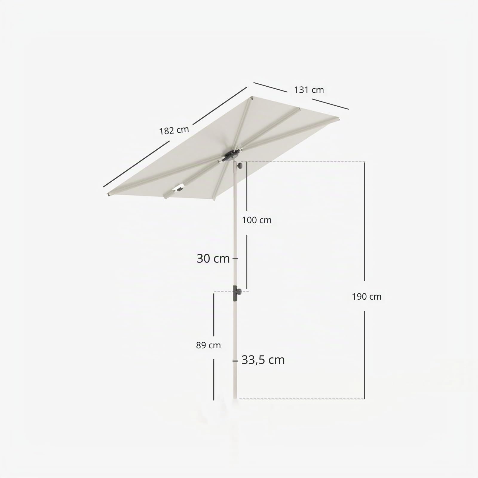 Grand patio Parasol de jardin, parapluie de patio avec manivelle et inclinaison, 8 nervures, mât en aluminium, parapluie de marché pour pelouse, terrasse, jardin, piscine, protection UV 50+, 2,7 m