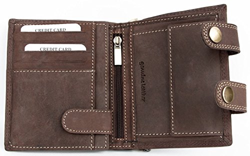 FLW Men's Brown Biker's Genuine Leather Wallet with 20 Inch Long Chain to Hang2