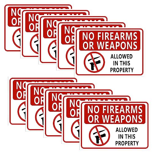 Image of CVANU NO FIREARMS OR WEAPONS Allowed in This Property Warning Safety Self-Adhesive Waterproof PVC Vinyl Sign Sticker Size (11.7inchX8.3inch) Pack of 10