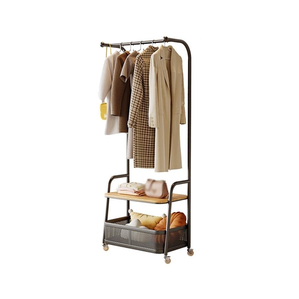 Porte-manteau style crème en fer forgé avec panier de rangement pour chambre