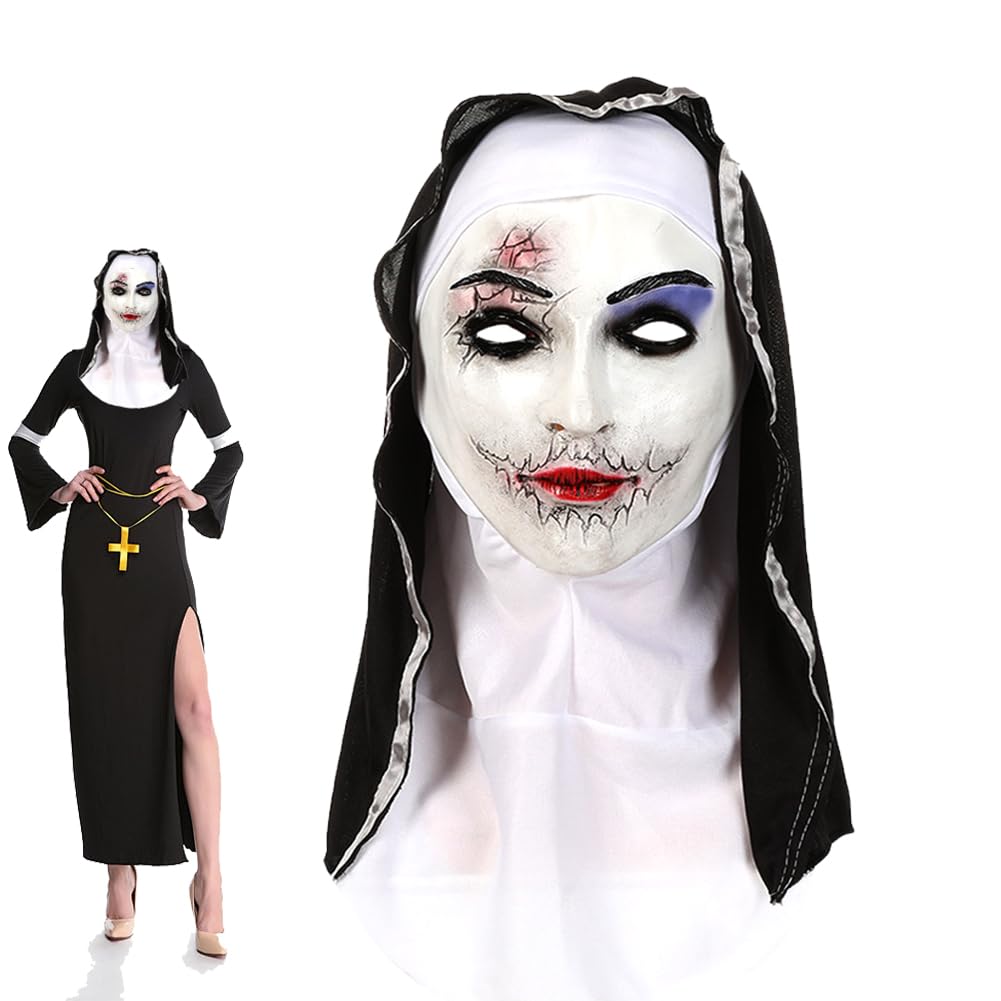 KUONTD Halloween Scary Mask for Adults Creepy Horror Evil Face Latex Masks, Full Head Latex Costume for Adults, Teens, Men, Women - Role Playing Party (RED)