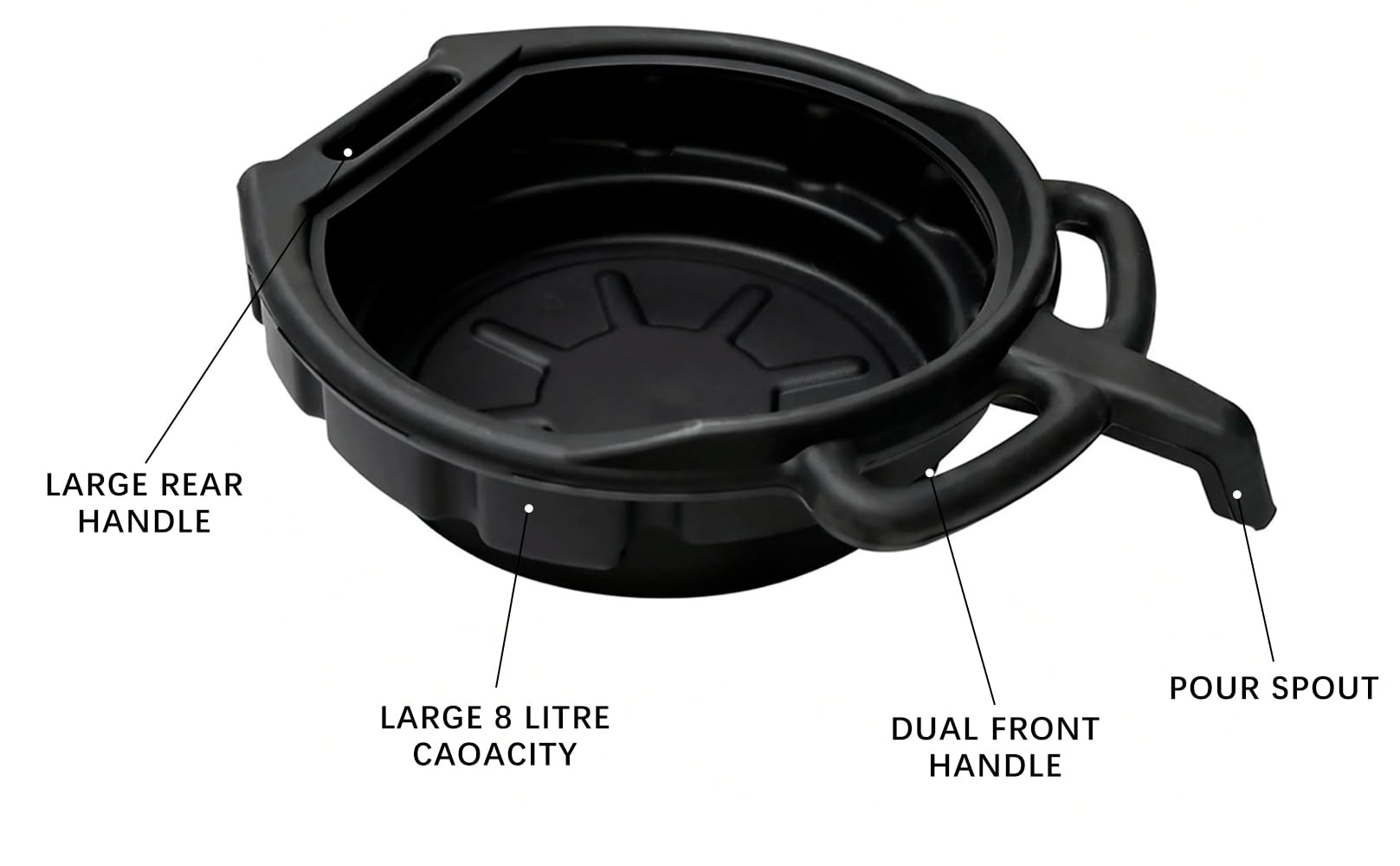 Unibos | 8 Litre Vehicles Oil Drain Pan | Gearbox Fuel Drain Pan | Large Capacity | Bucket For Car, Motorbike Etc | Oil Coolant Gearbox Fuel Drain Tray | Multifunctional Essential (8 LITRE) — view 8