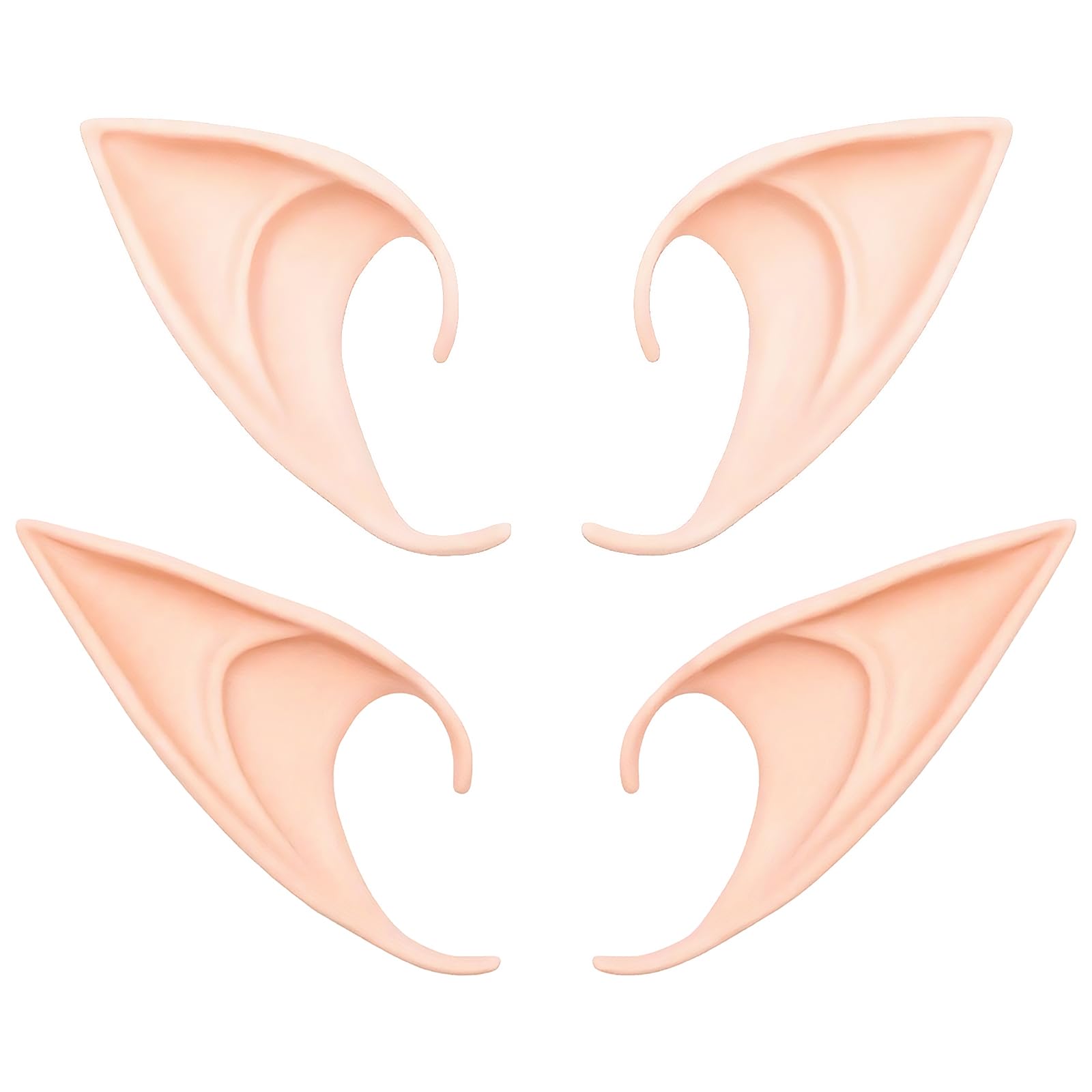 2 Pairs Elf Ears, Skin Colour Pointy Fairy Pixie Ear Cosplay Costume Accessories, Plastic Goblin Vampire Dress Up Props, for Halloween Party, Christmas Cosplay