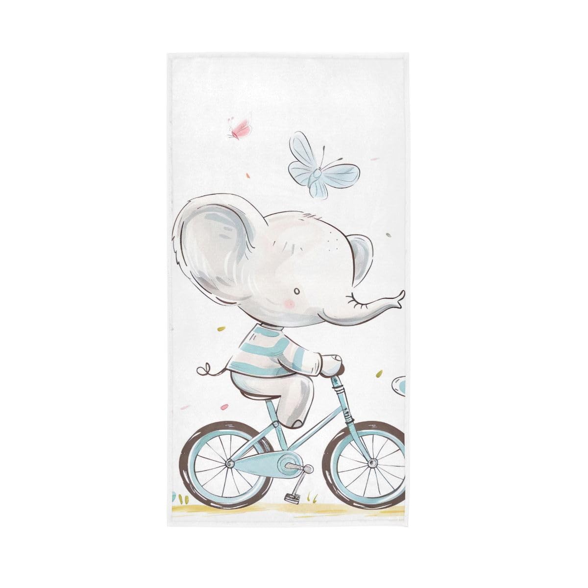 HUYGD Cartoon Elephant Butterfly Bath Hand Towel, Hand Towels for Bathroom, Shower, Hotel, Spa 15 x 30 Inches