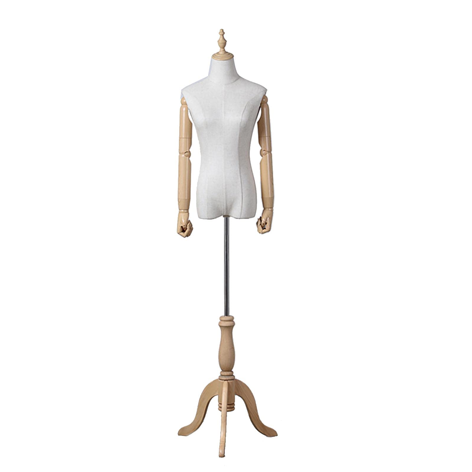 Maniquí de costura ajustable con brazo de madera cabeza y trípode para manualidades
