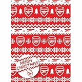 Weihnachts-Geschenkpapier Arsenal FC Weihnachtsfolie für Geschenke, Fußball, 2 Bögen, 2 Etiketten