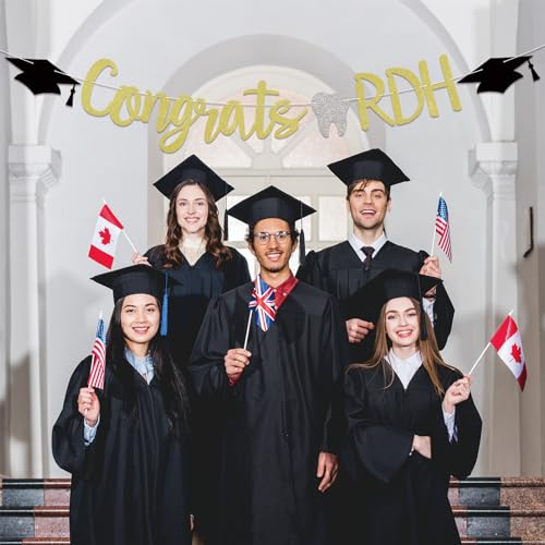 Congrats RDH Banner, Dentist Graduation Party Decorations, Holy Molar You Did It, Hygienist Grad, Hygiene Queen New Dental Graduation Party Decorations Gold Glitter by Nesinpa - Used condition - Image 3