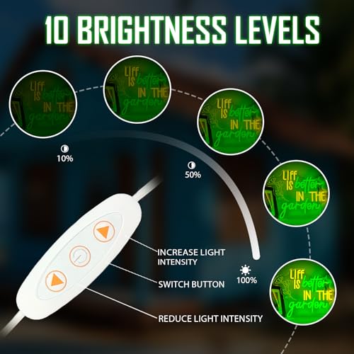 Image of Green Neon Sign Liff Is Better In The Garden LED Neon Light for Garden Room Bedroom Living Room Plant Neon Light Sign for Plant Lovers Flower LED Sign Gift for Mom or Plant Enthusiasts