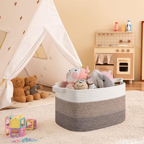 Image of OIAHOMY 30L Storage Basket Large Blanket Basket Living Room Dark Brown