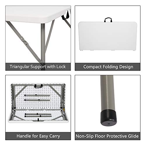 Pinikuyiro 34\" Outdoor Fold in Half Square Table, Folding Commercial Table, Portable Plastic Folding Dining Card Table for Kitchen or Outdoor Party Wedding Event, White - Thumbnail 5