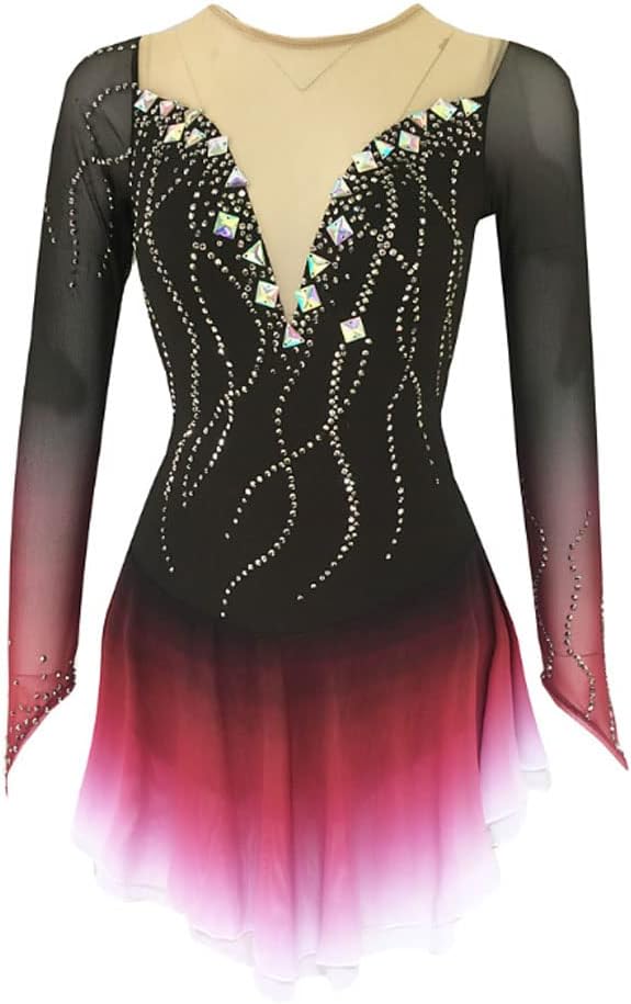 Gradient Ice Skating Competition Costume Handmade Figure Skating Performance Dress Women's Gymnastics Leotard
