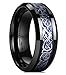 King Will DRAGON Mens 8mm Black Tungsten Carbide Ring Blue Carbon Fiber Celtic Dragon Wedding Band(12)