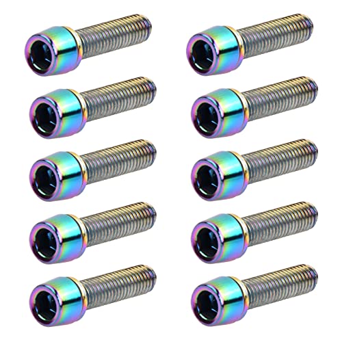 10 Pcs Bicycle Stem Bolts, M5 x 20mm Bike Disc Brake Caliper Bolts with Washers, 4 Colors Bike Stem Fixed Screws, Handlebar Stem Screws for Mountain Road Bicycle (Multicolor)