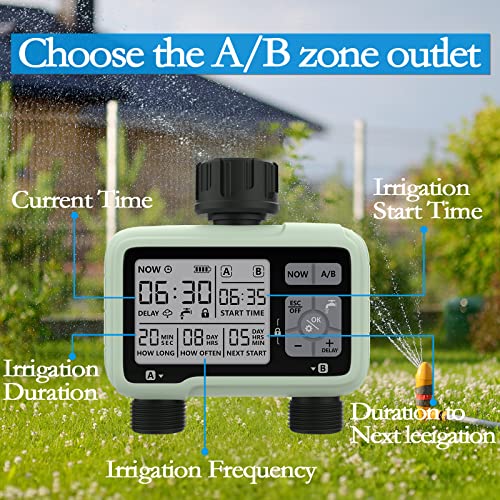 Programmateur robinet arrosage connecté IPX5 CROSOFMI avec sélecteur double zone de jardin