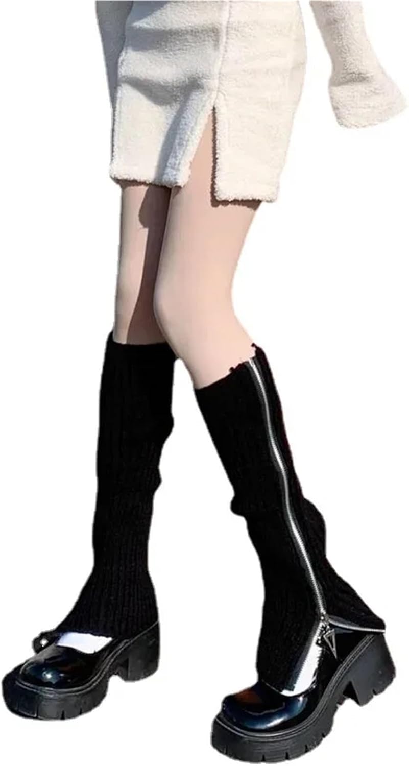 Leg Warmers 3pairs Hot Girls Autumn Winter Women's Long Leg Sleeve Warm Solid Color Versatile Knitting Zipper Leg Warmer