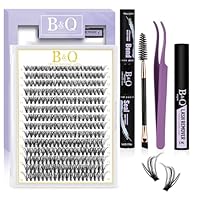 B&Q Lash Extension Set 0.07D 9-15 mm Mix 40D Wimpern Extensions Set und Lashes Kleber,Entferner und Applikatoren für Anfänger Lashes Extension Set Pack of 280 (Set-40D-0.07D, Mix)