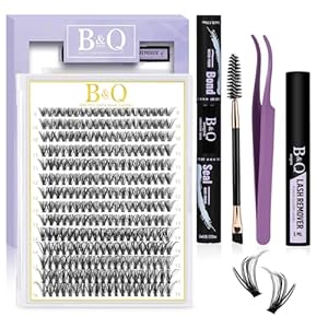 B&Q DIY Lash Extension Kit 280 PCS Individual Eyelash Extension Kit 0.07D 9-16MIX 30D 40D 50D Cluster Lashes Kit Lash Glue Remover for Eyelash Extensions(Kit-40D-0.07D,9-16MIX)