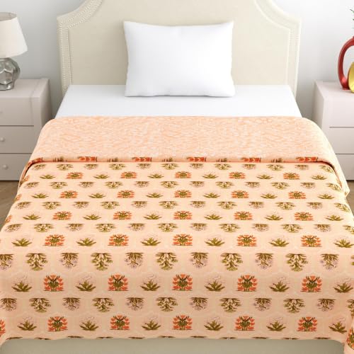 Image of Home Ecstasy 100% Cotton Mulmul Reversible Dohar for Single Bed 210 GSM (56 x 88 inches), Peach
