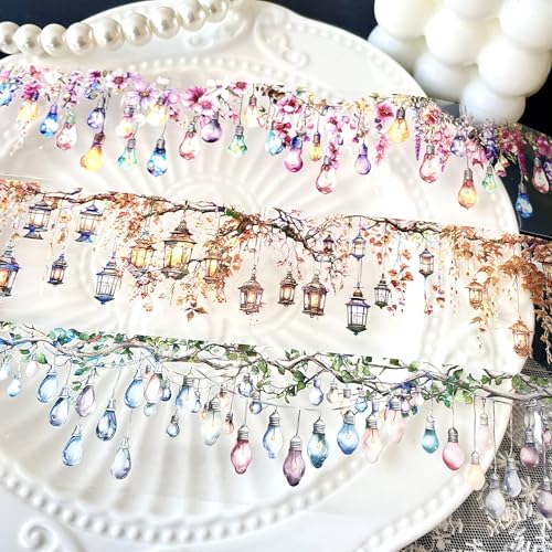 Image of PET Tpae Stickers for Journaling,3 Rolls Lighting Washi Tape Stickers for Scrapbooking,Junk Journal Supplies,DIY Craft,Gift Wrap,Notebook,Phone Case(Night Light)