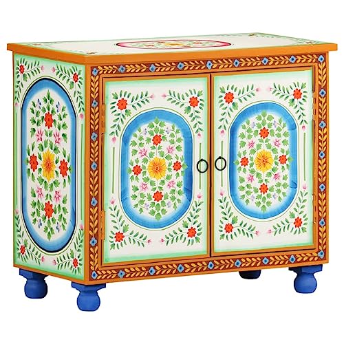 Teenpull Aparador pintado a mano, 70 x 35 x 60 cm, mango de madera maciza, multicolor, diseño único, gabinete buffet con almacenamiento