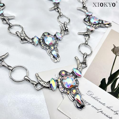 Glitter Rhinestone Belt Chain Silver Bling Crystal Western Cowgirl Concho Belts for Women Formal Dress3