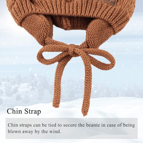 Bamery Baby Crochet Hat Infant Cute Bear Ear Beanie Toddler Boys Girls Earflap Hats for Fall Winter Warm Cap4