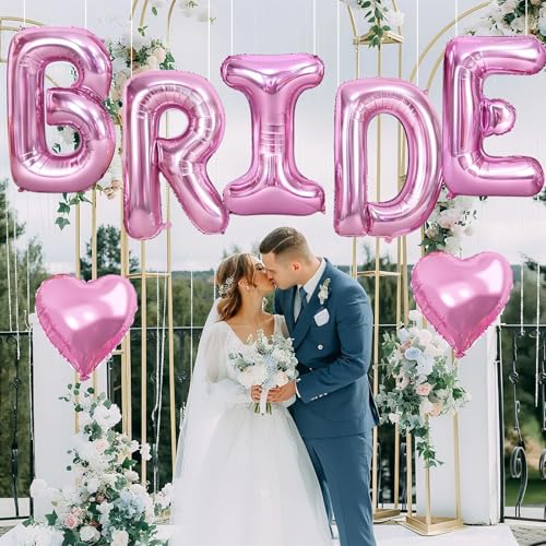 Image of 40 Inch Pink BRIDE Letter Balloons, Bachelorette Party Bridal Shower Decor