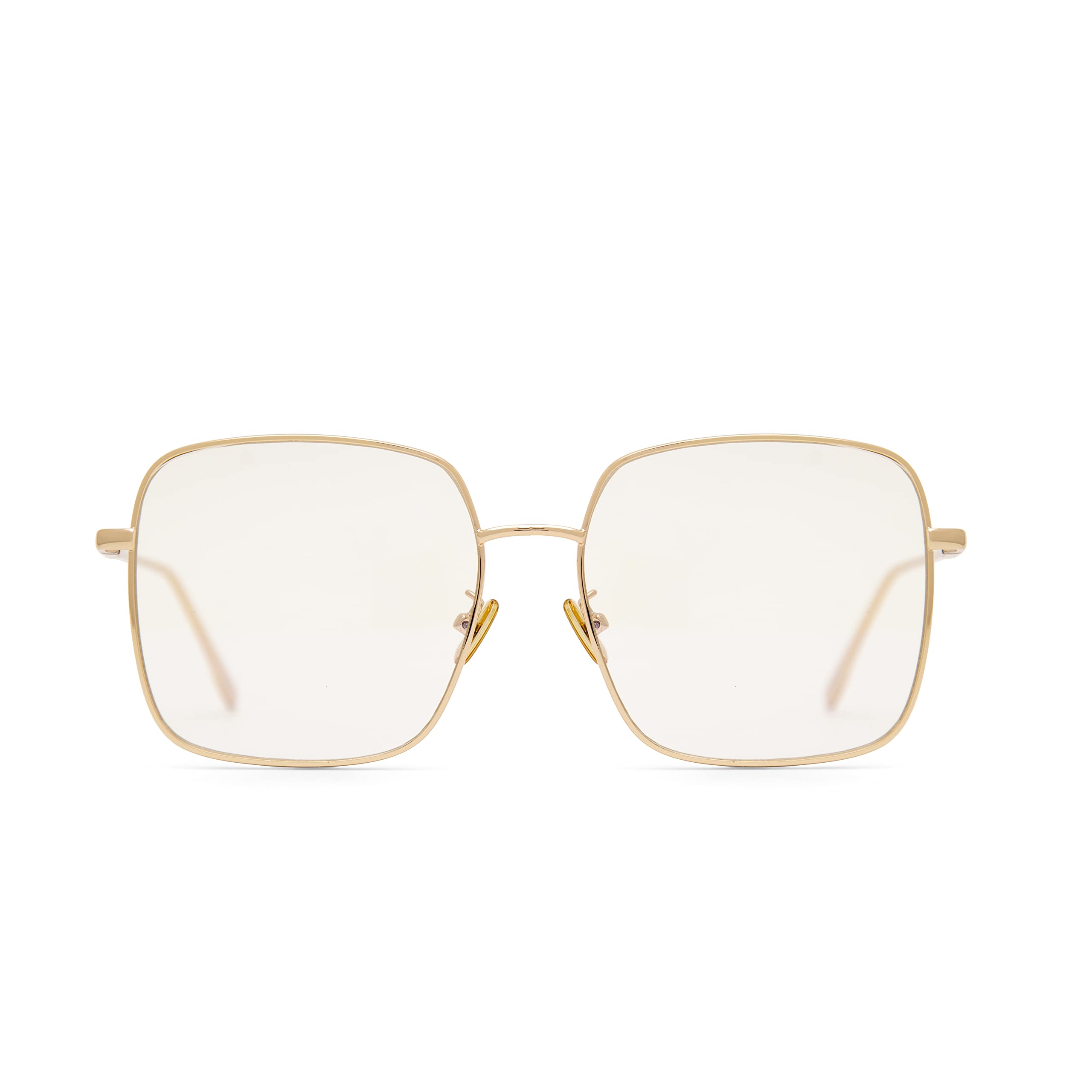 EVEE Square Oversized Anti-Blue Light Glasses For Women with Flat Lenses and Metal Frame - (Kelly), Clear Gold, 57 mm