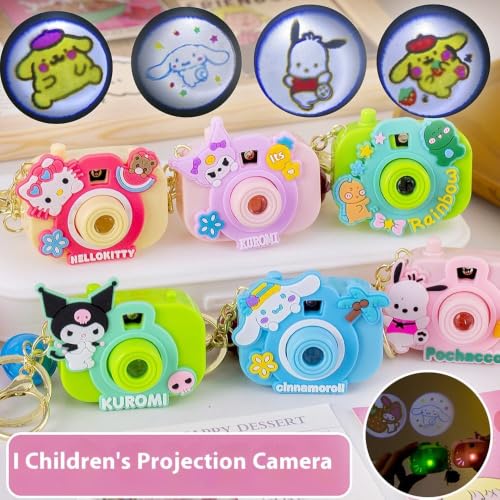 Image of Toy Imagine Cute Cartoon Projection Camera Keychain Mini 2-in-1 Projector Toy with Image Slide Show Cartoon Design Keyring for Kids Assorted Design (Pack of 8)