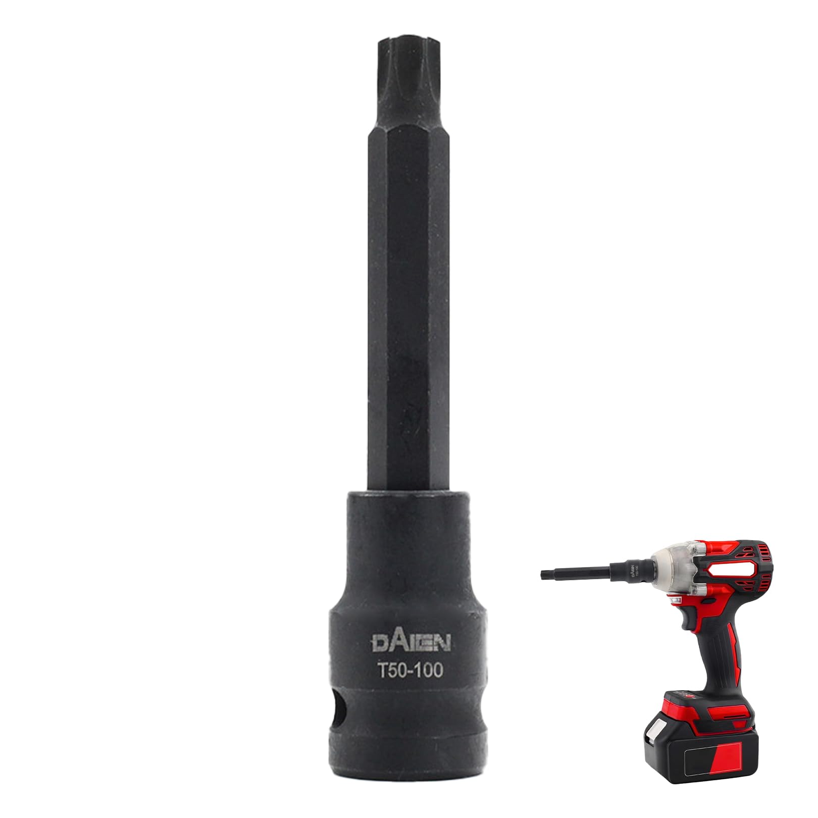 1/2" Drive T50 Impact Socket Extra Long 100mm,T50 Torx Bit Socket Male Star High Strength Impact Rated for Mechanics & DIY Projects, t50-100 Torx Bit for Hard to Reach Areas & Professional Use