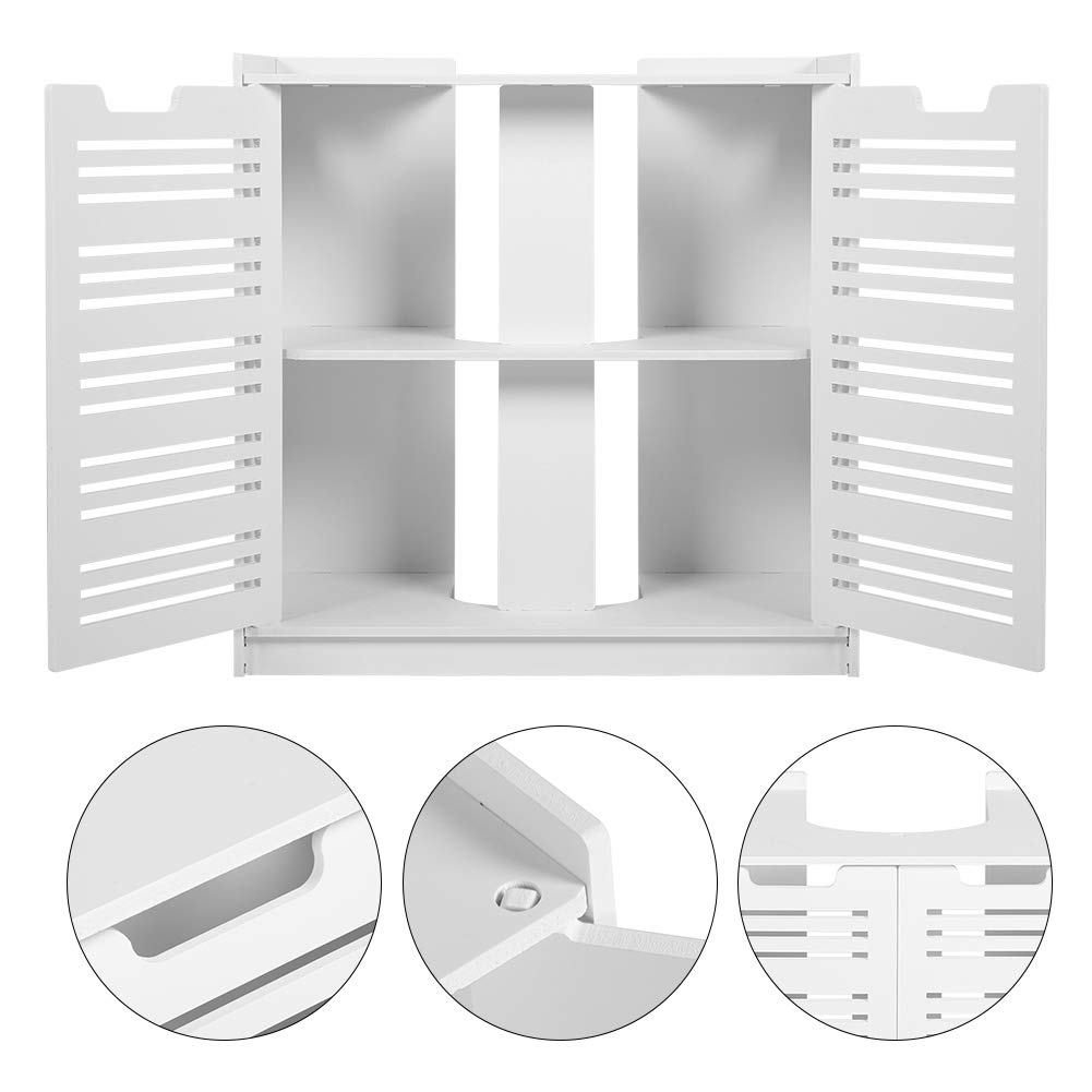 POENVFPO Szafka łazienkowa z Podwójnymi Drzwiami Stylowa Szafka do Przechowywania Akcesoriów łazienkowych z Drewna i Plastiku 60x30x60cm