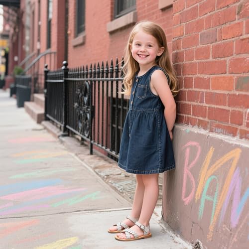 Image of Flaryzone Girls Sandals Open Toe Summer Flats Dress Sandals Shoes Toddler /Little Kid