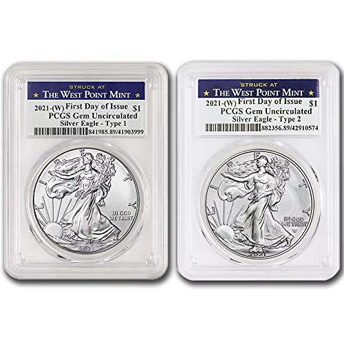 2021 (W) Set of (2) 1 oz American Silver Eagle Gem Uncirculated...