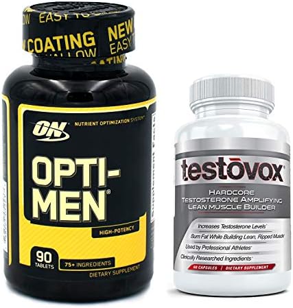 Opti-Men Multivitamin and Testovox: The Ultimate Stack for Men | Optimum Nutrition Daily Vitamin Bundled with Testosterone Boosting, Muscle Building Supplement (Opti Men 90 tabs + Testovox 60 caps)