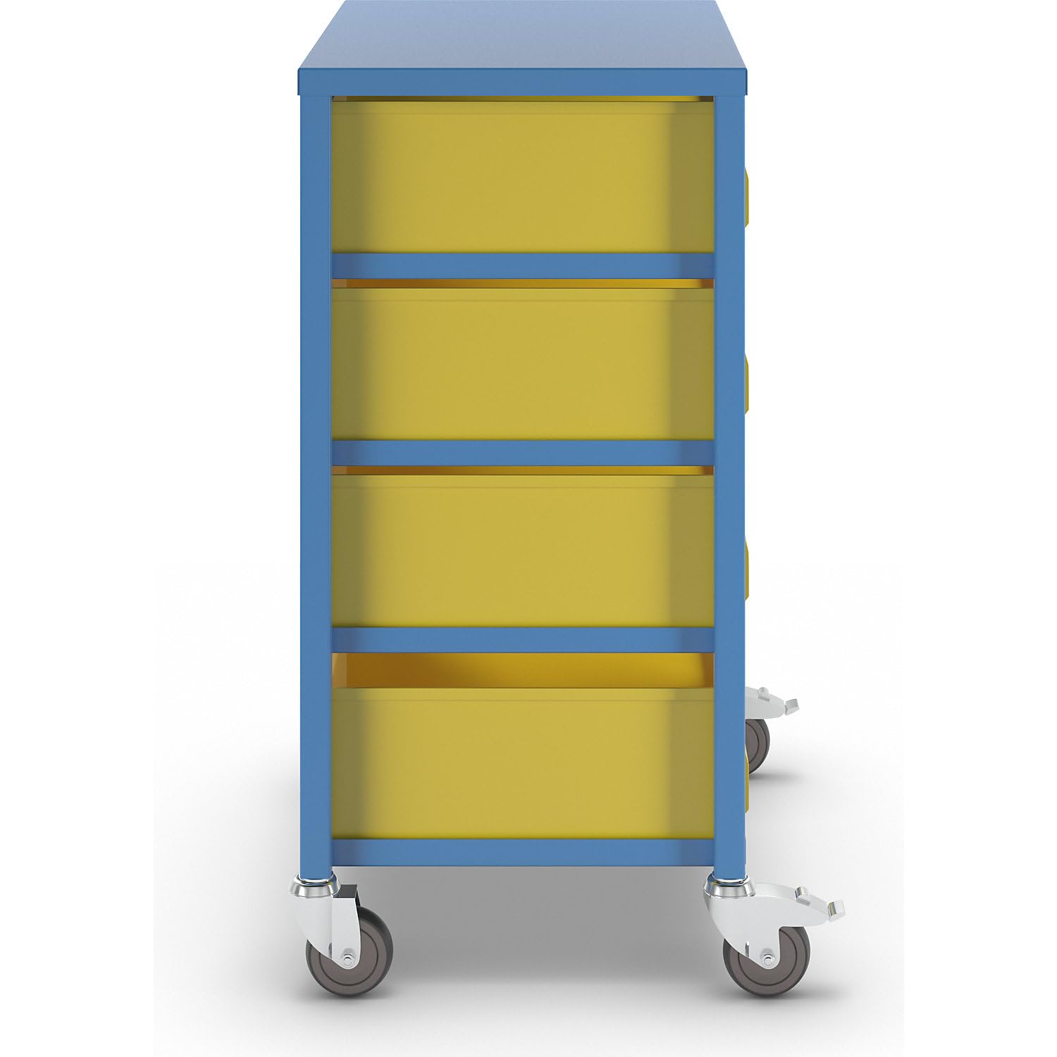 Eurokraft Kommissionierwagen Lichtblau RAL 5012 – 1050 Mm Hoch, Mit 4x 23-Liter-Kunststoffkästen, Für Lager & Transport