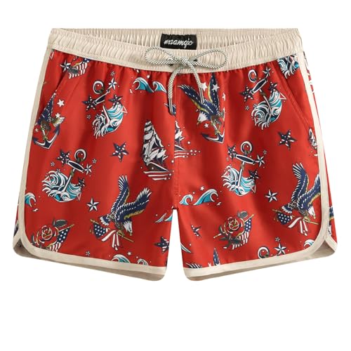 Image of maamgic Mens Boys Short 80s 90s Vintage Swim Trunks with Mesh Lining Quick Dry Swim Suits Board Shorts